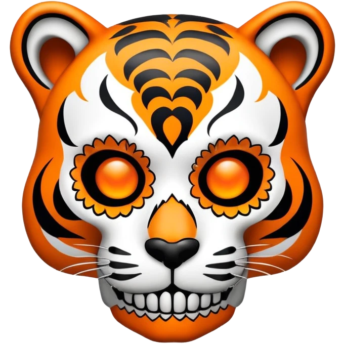 skeleton tiger face with Day of the Dead sugar skull decoration for Twitch emote emoji