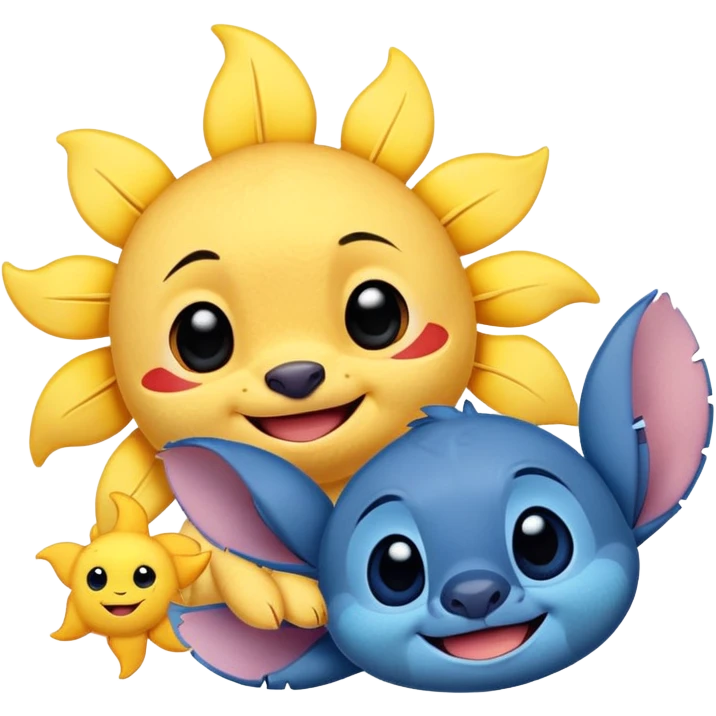A cute Sun with a small cute stitch next to it from the movie lilo and stitch emoji