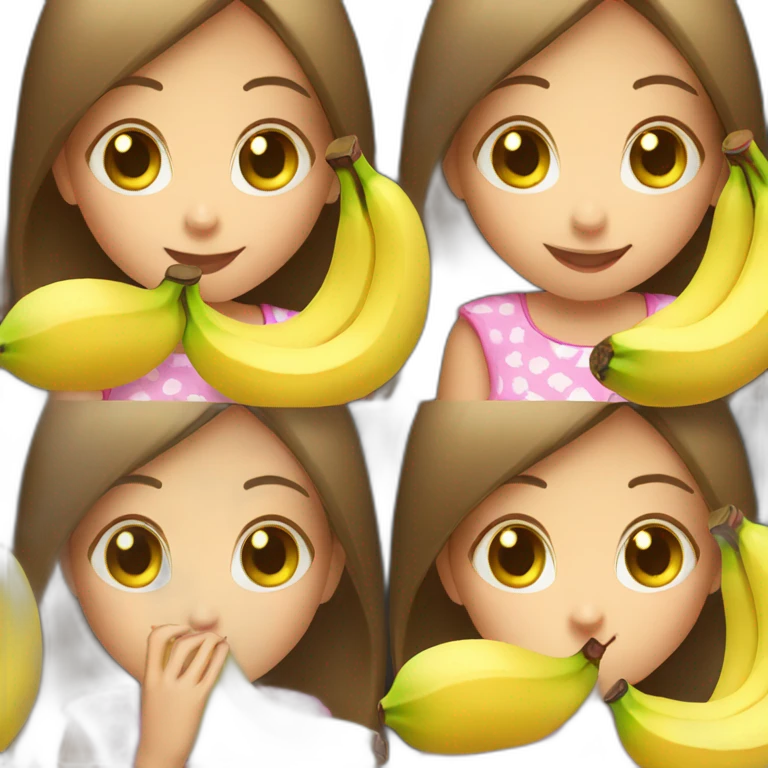 Girl eating 3 banana emoji