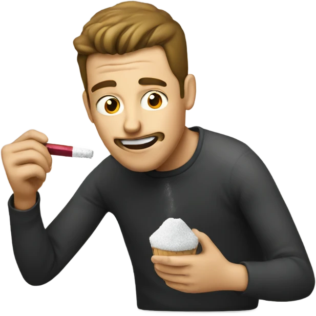 Guy eating sugar next to a lighter emoji