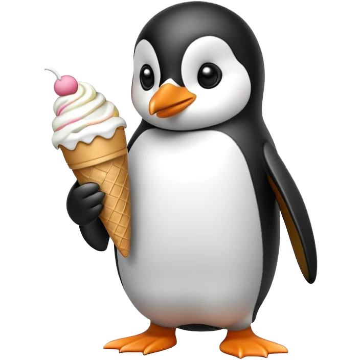 Penguin eating ice cream emoji