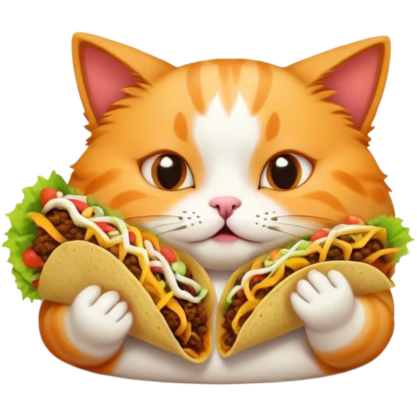 Cat eating a lot of tacos and getting fat emoji