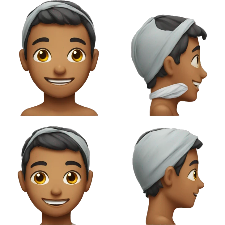 smiling boy with bra on head emoji