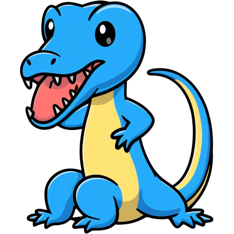 blue tongue lizard, cartoonish sticker style emoji