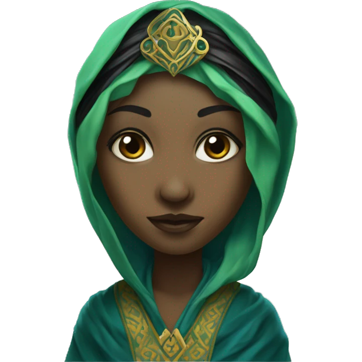 "Luminara Unduli is a green-skinned Mirialan with black facial tattoos, blue eyes, a black-and-gold headdress, and a flowing patterned robe." emoji