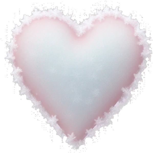 frozen pale pink heart with snow emoji