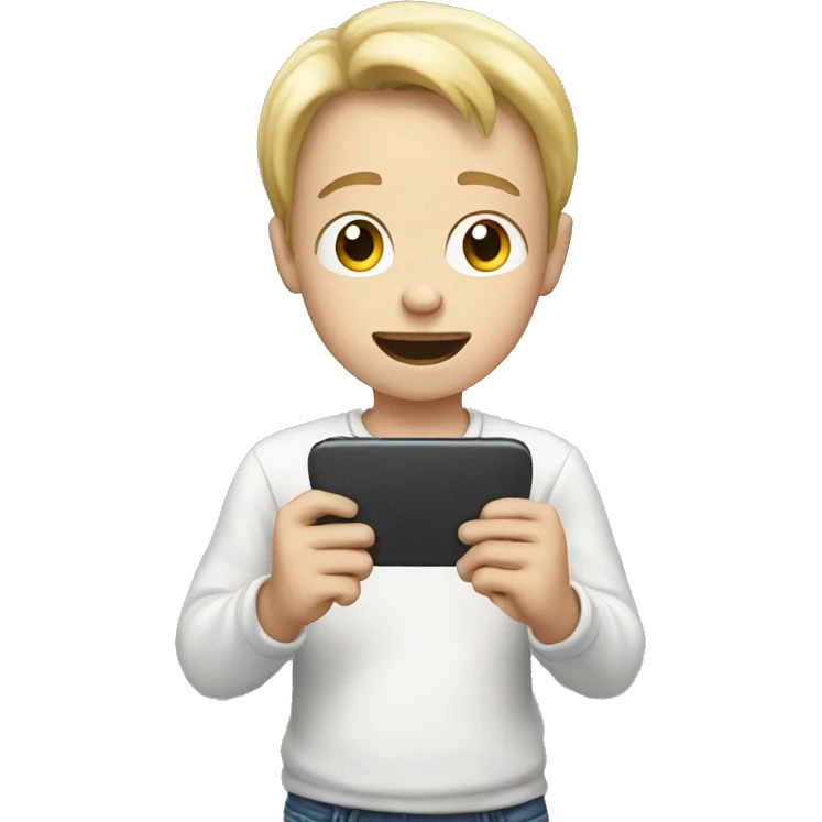 White Kid looking at a phone emoji