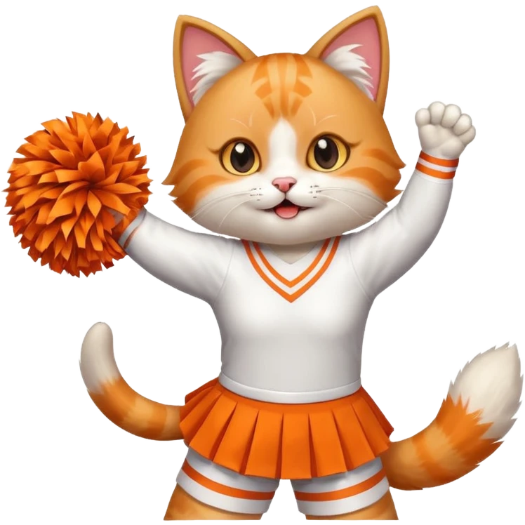 cheerleading cat with pom pom emoji