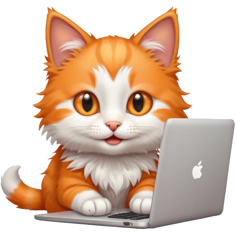 happy kitten using a laptop emoji