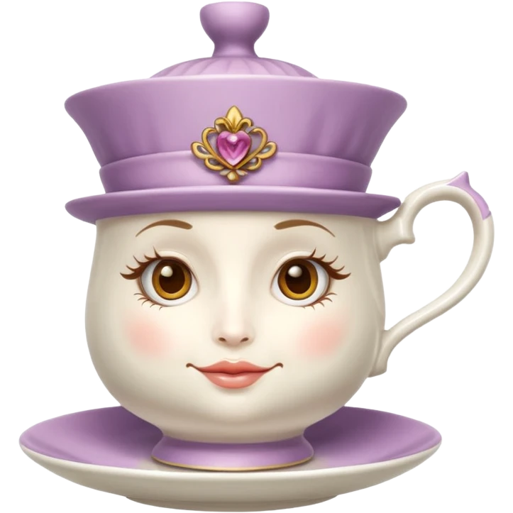 Madeleine Hatter inspired teacup with face emoji