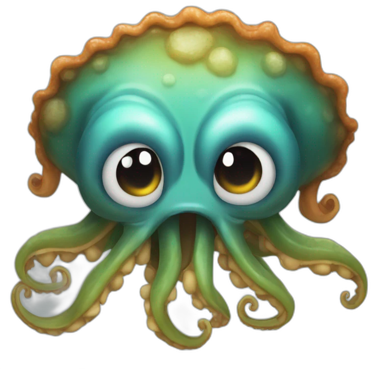 Cute kraken feared with open mouth emoji