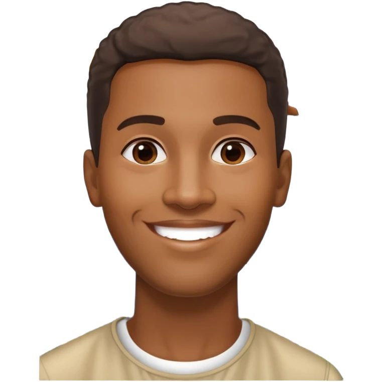 smiling black man with big teeth, standard male haircut, oval face, with Christ the Redeemer statue in the background, Rio de Janeiro, no glasses emoji