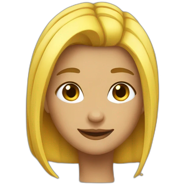 a girl with black and yellow hair a little short she is always happy emoji