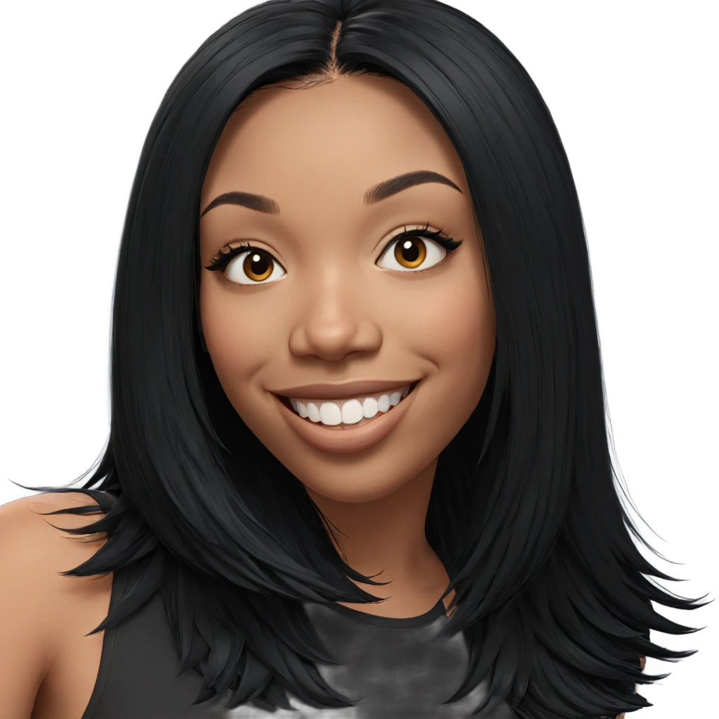 smiling girl with black hair emoji