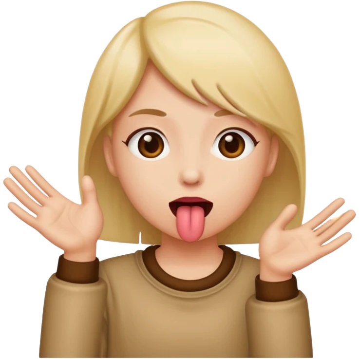 Tongue out with hands to the side emoji
