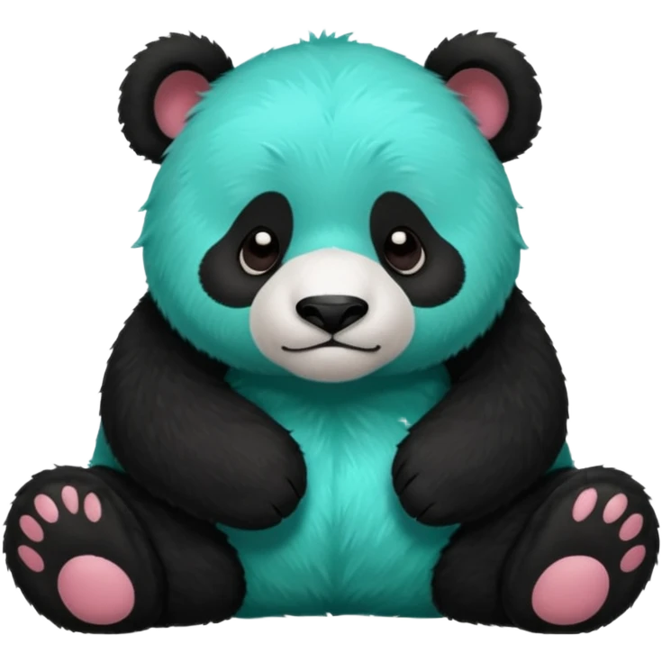 make a cute dark green panda with some furry cyan pjs laying down emoji