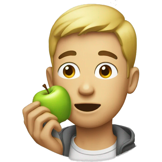 Men eating apple emoji