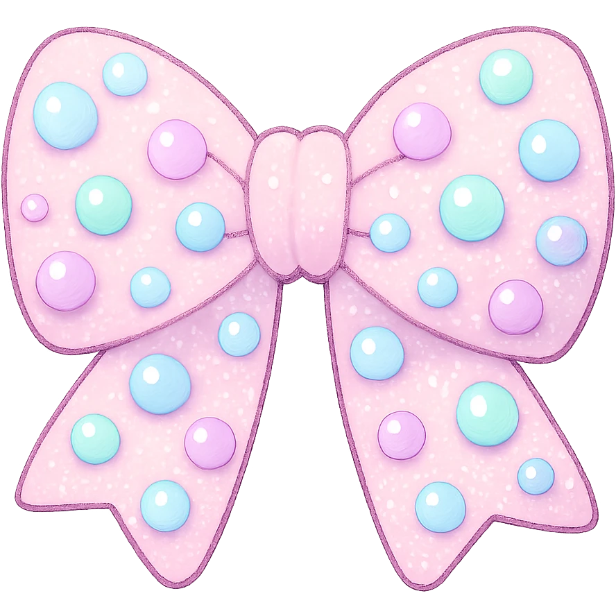 kpop bow with pastel beads and glitter, cute and trendy emoji