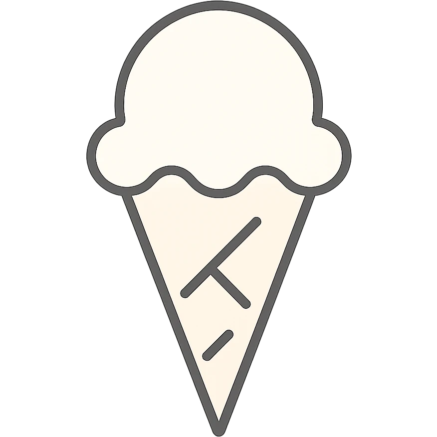 A minimalist ice cream cone with a single scoop, smooth curves and clean lines, sweet dessert illustration emoji