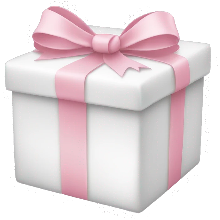White Christmas present with baby pink bow emoji