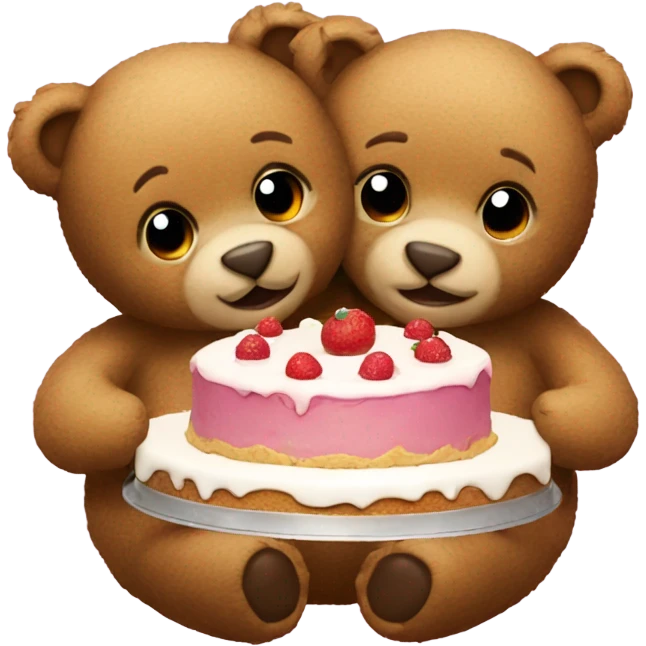 two teddy bears hugging with cake  emoji