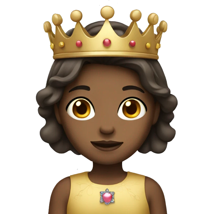 child dark brown hair wearing crown emoji