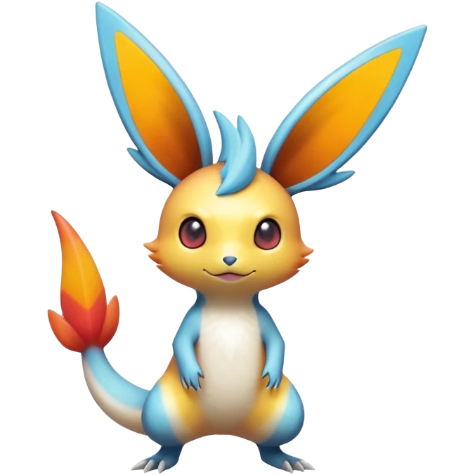 Colorful Shiny Exotic Victini-Salandit-Minccino-Emolga-Fakémon-hybrid-creature (full body)  emoji