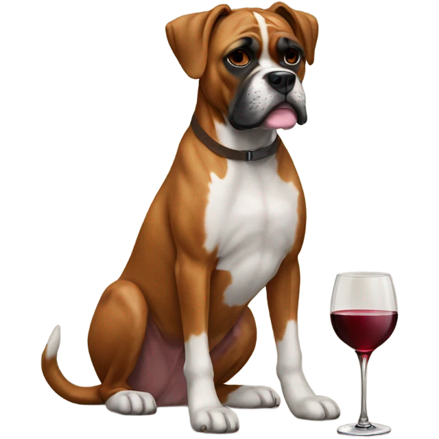 boxer dog with wine  emoji