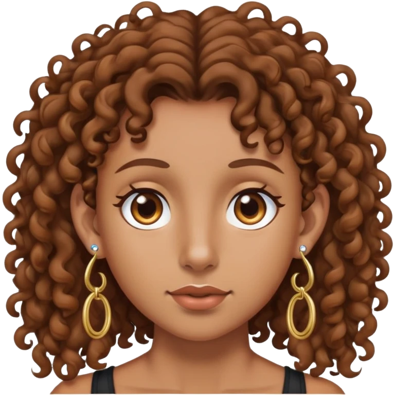 Tan, brown curly hair, three ear piercings  emoji