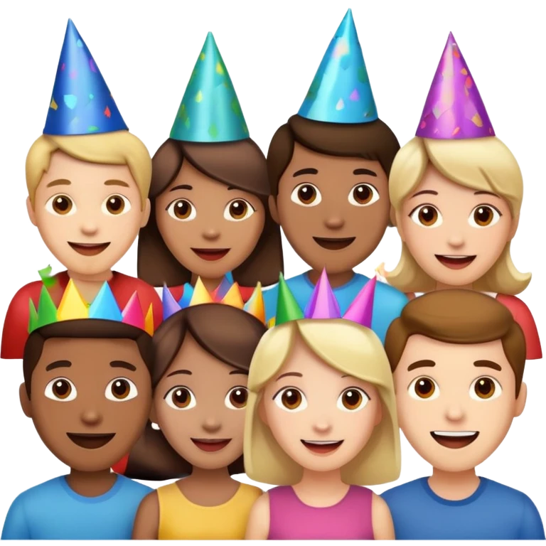 group of people wearing hats, cheerful expressions emoji