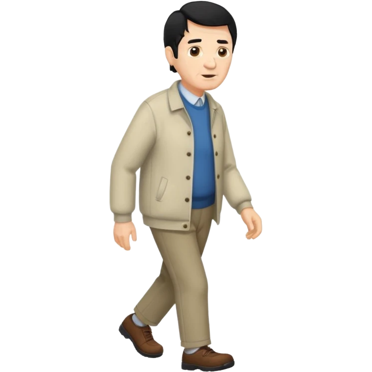 señor muy mayor pelo negro camina sin bigote emoji