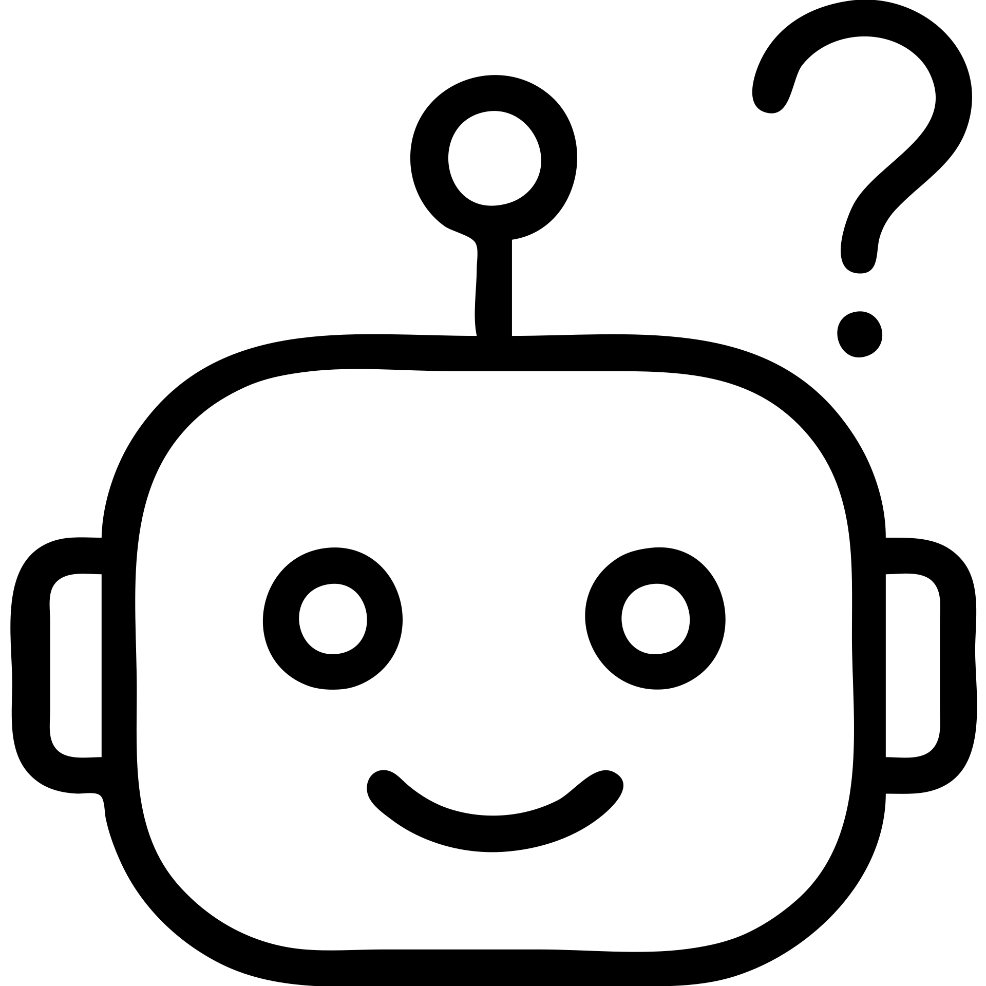 a helpful robot face with a question mark, simple outlined icon style, no background emoji