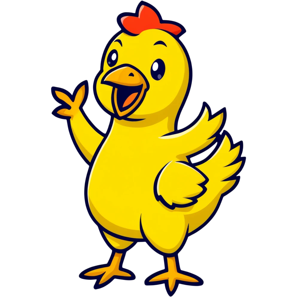 long neck yellow chicken shouting emoji