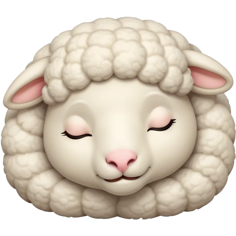 Meme-Worthy Cute Sleeping Sheep Portrait Emoji, Head resting peacefully with a contented smile, showcasing a robust build and a luxuriously soft white fleece, eyes shut in a serene, restful nap, Simplified yet hilariously adorable features, highly detailed, glowing with a soft, drowsy light, high shine, relaxed and utterly lovable, stylized with an air of playful laziness, bright and heartwarming, soft glowing outline, capturing the essence of a comically sleepy sheep, so meme-worthy it feels like it could instantly become the next viral sensation of adorable slumber! emoji
