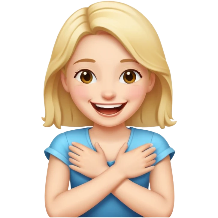 girl with hands crossed laughing emoji