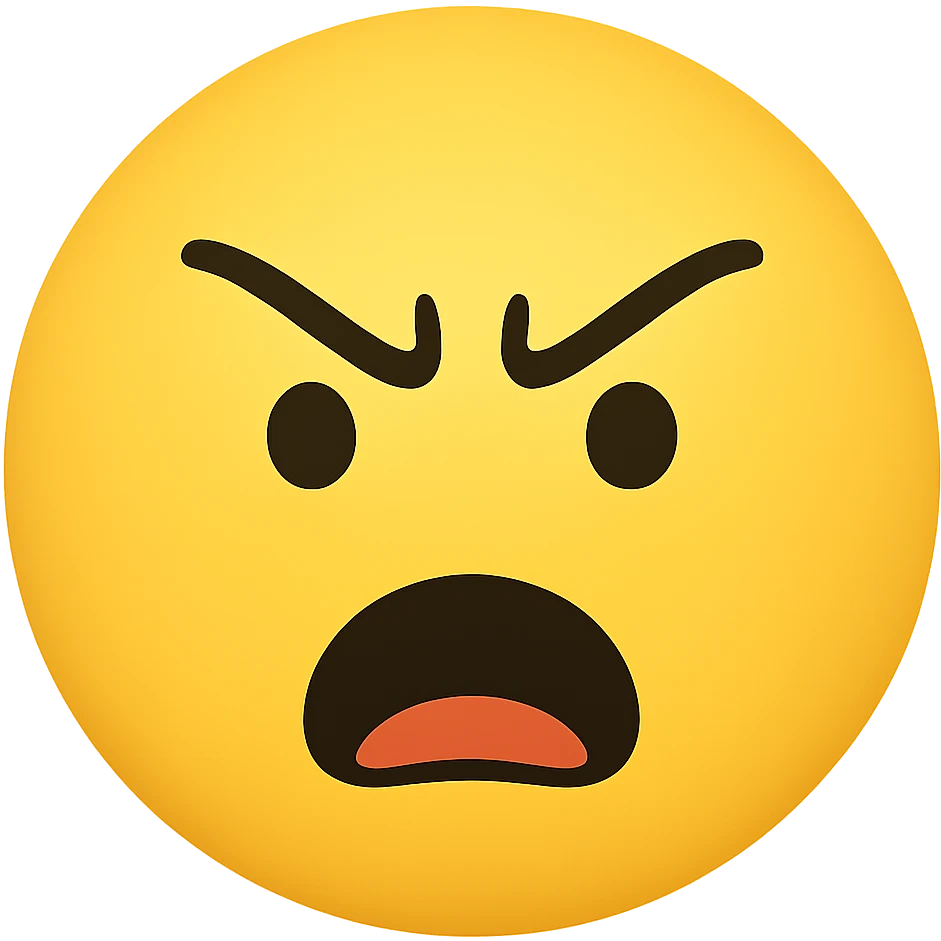 Make the emoji have basic, classic emoji eyes as simple black dots, keep the eye twitching in rage, preserve the yellow head and transparent background. The style should resemble classic yellow emoji style with simple black dot eyes and expressive rage twitching. emoji