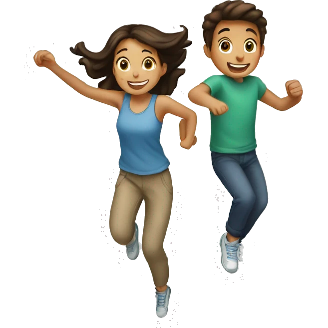 Girl and a boy jumping together  emoji