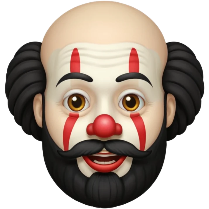 Longest black hair and beard clown bald emoji