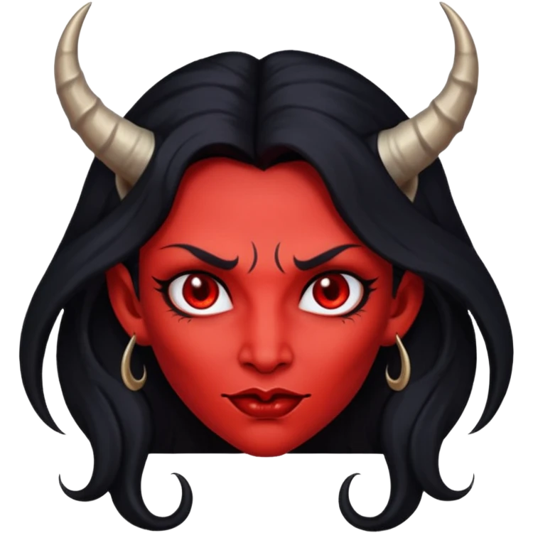 red voman devil  long hair emoji