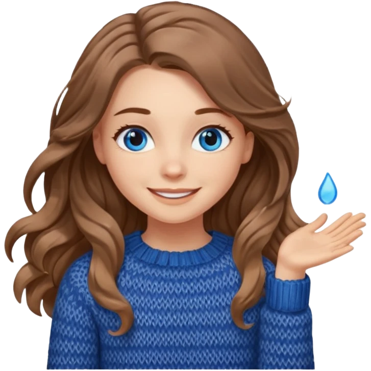 ЗГЕНЕРУЙ ДІВЧИНУ З СВІТЛИМ, ПШЕНИЧНИМ, ТРОХИ ХВИЛЯСТИМ ВОЛОССЯМ, ОДЯГНЕНУ У В'ЯЗАНИЙ ШОКОЛАДНИЙ СВЕТР. В НЕЇ ГОЛУБІ ОЧІ ТА ДОВГЕ ВОЛОССЯ, ВОНА УСМІХНЕНА emoji