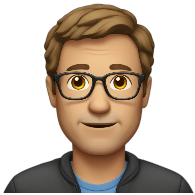 Mature man with short brown hair and glasses emoji
