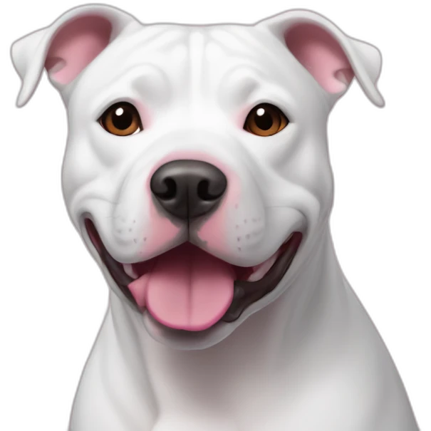 white staffy with pink around his nose emoji