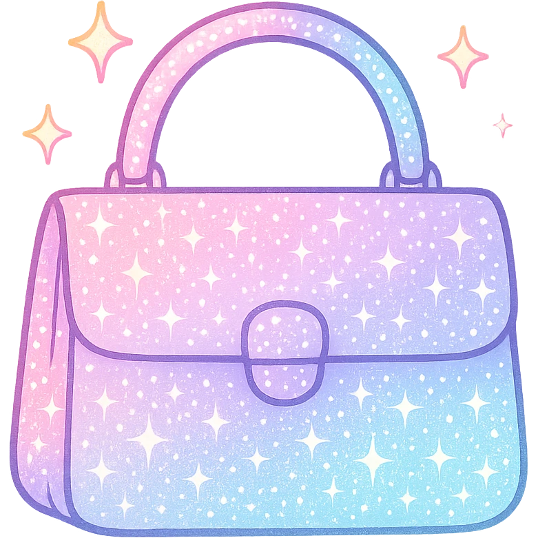 girly sparkling mini purse, pastel colors, no background emoji