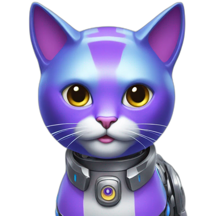 gato robot expresion azul y violeta emoji