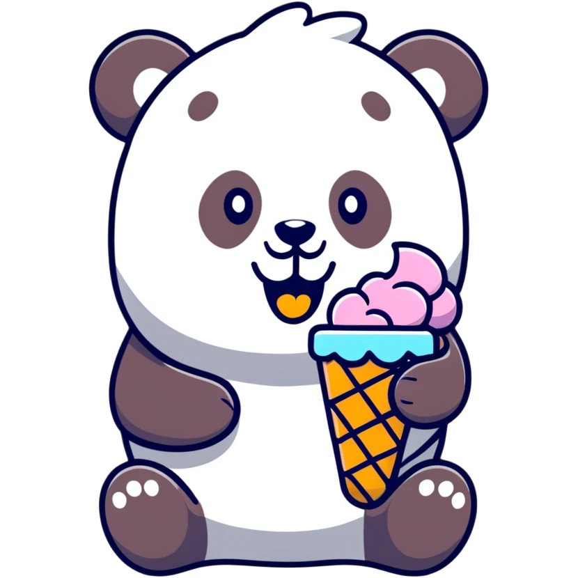 Panda eating ice cream emoji