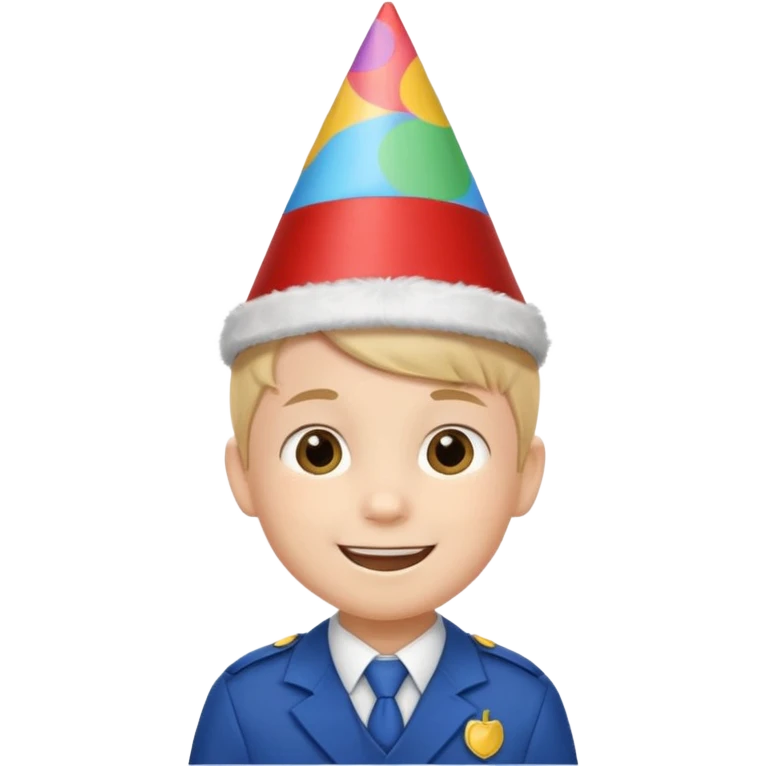 a little boy with birthday hat, wearing uniform student















 emoji