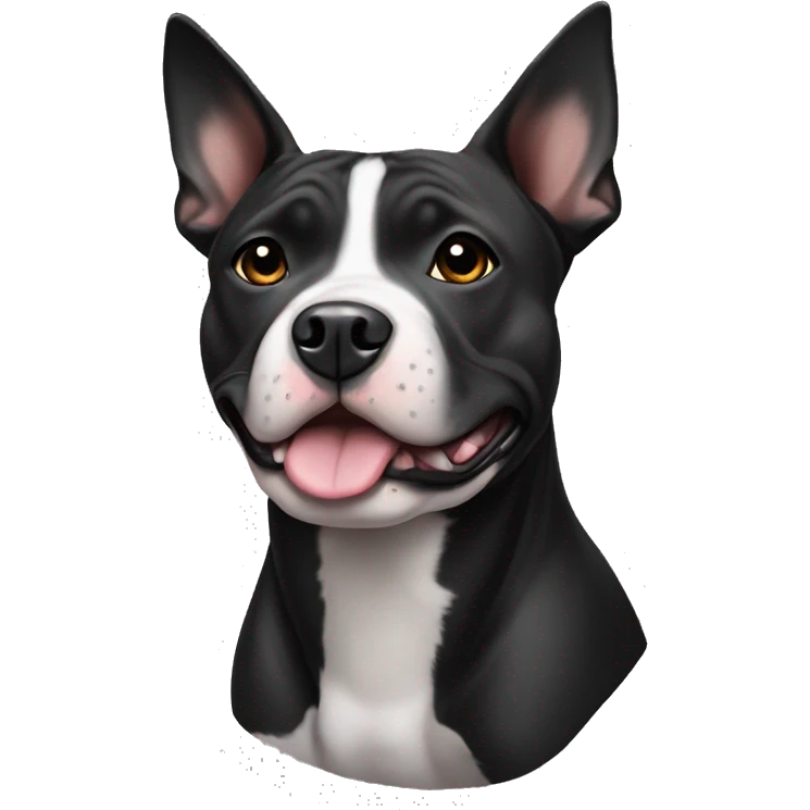 black and white american staffy with pointy ears emoji