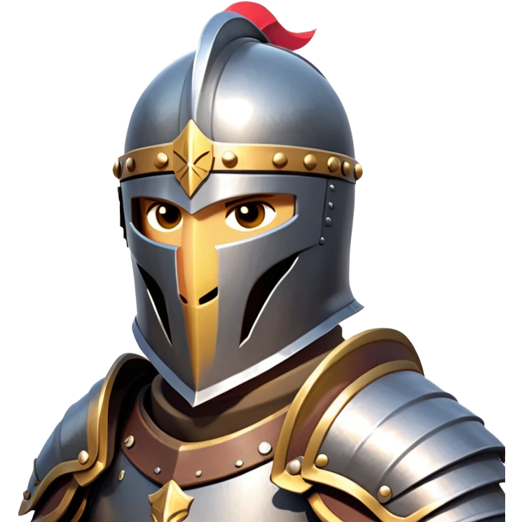 clash-of-clans-aesthetic_-cinematic-fearsome-and-majestic-knight-bust-portrait-emoji, rendered in a flat, vector-style with minimal shading and bold, simplified shapes, depicting a battle-ready medieval knight with steely eyes and intricate armor, mounted on a warhorse reflecting sunlight over a misty battlefield. emoji
