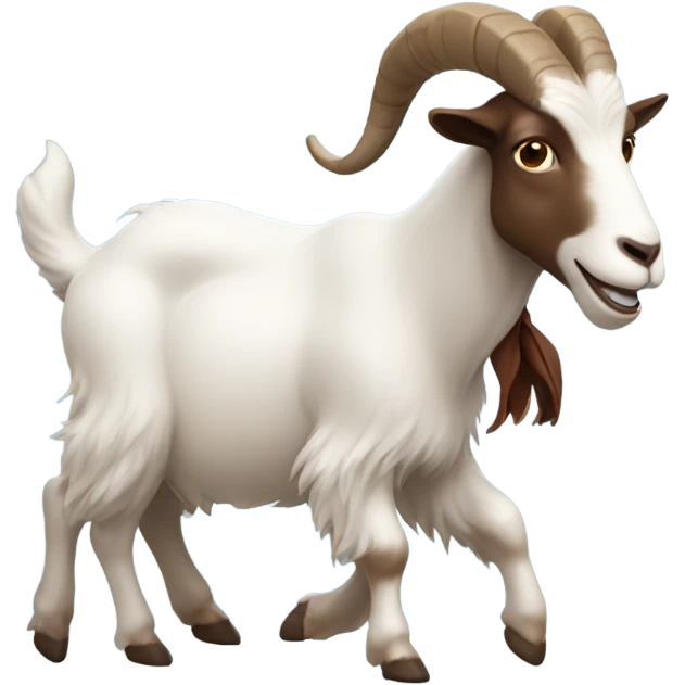 Goat kicking man with brown hair  emoji