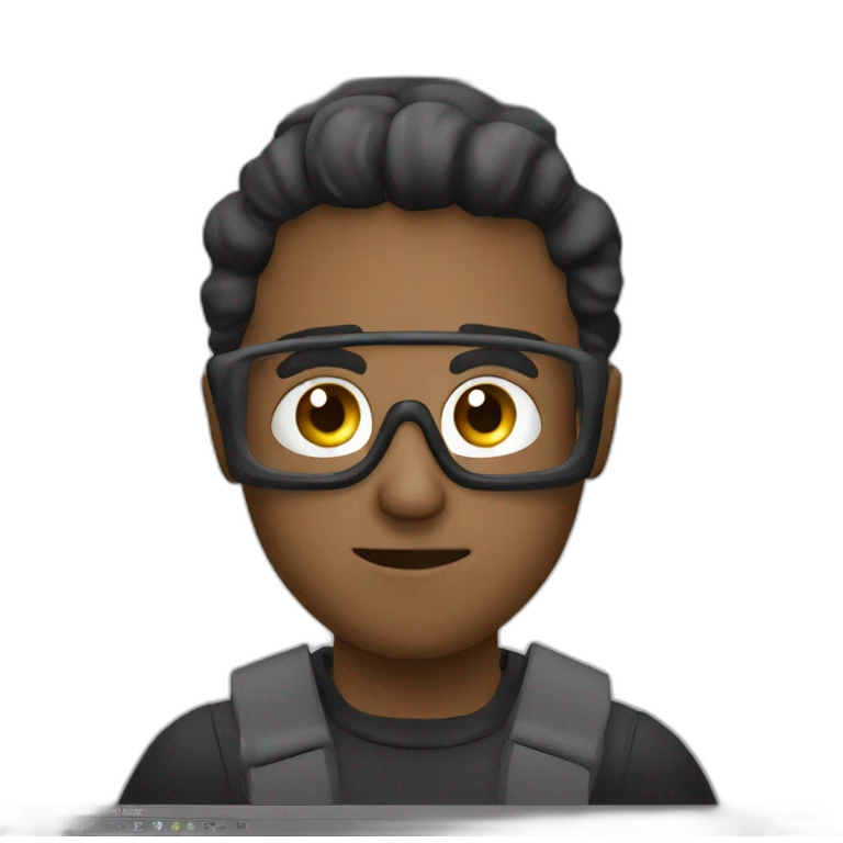 Video editor back against camera facing screen with video editing program emoji